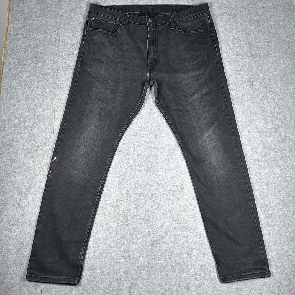 Levi's 512 Denim Jeans Mens 38x32(38x30) Black / Washed Grey Slim Taper Faded